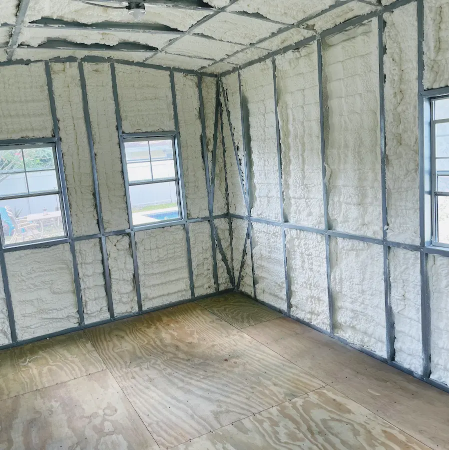 Closed-cell spray foam insulation applied to wall cavities in a residential project in Northumberland