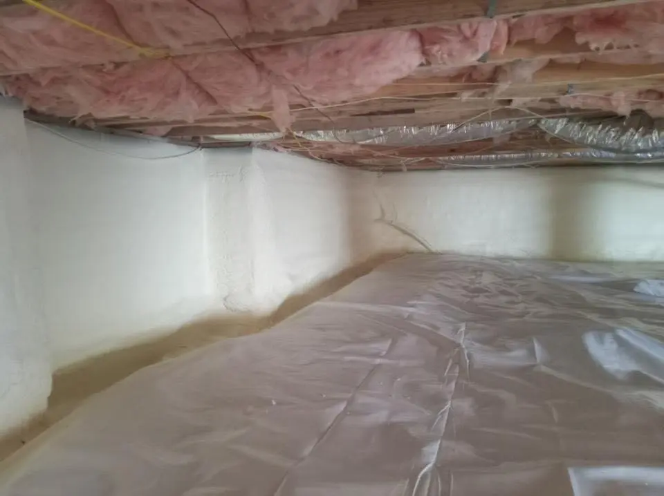 Crawl space encapsulation with closed-cell spray foam for Commercial Roof Restoration in Northumberland